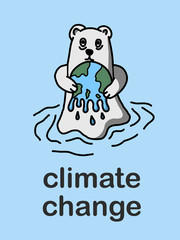 The white bear that is melting with the world as a result of global warming or climate change