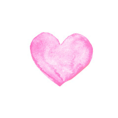 Obraz na płótnie Canvas Watercolor big pink Heart love. Valentines day background texture. Hand drawn
