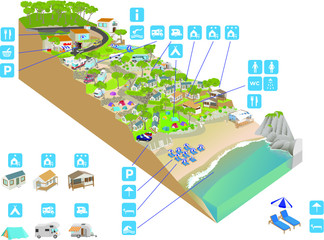 plant camping information map summer caravaning hollidays beach nature sea 
