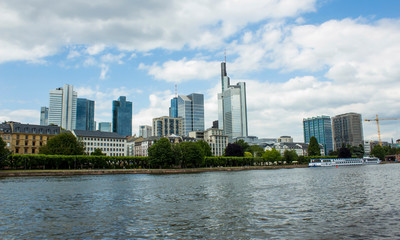 Fototapeta na wymiar Skyscraper landscape by the river, Germany