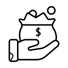 Icon hand holding a money sack graphic