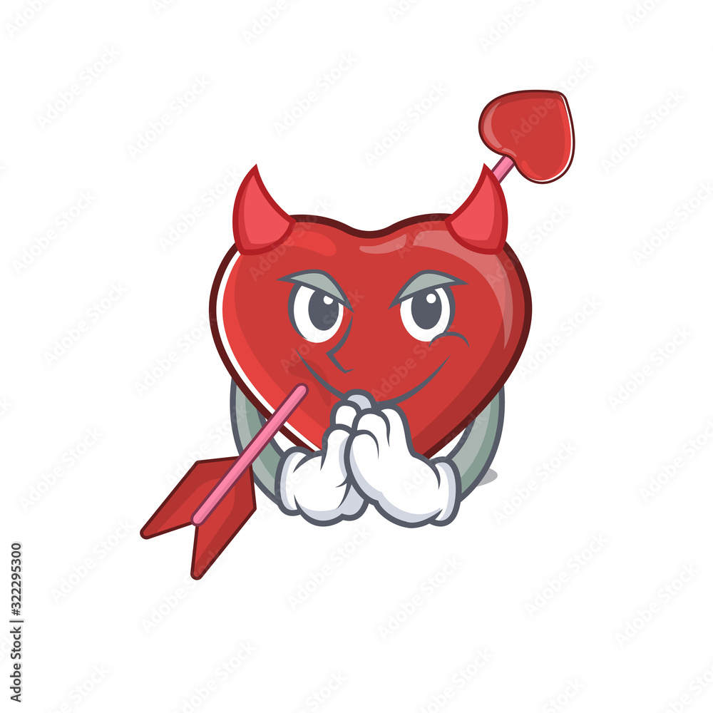 Sticker Devil heart and arrow Cartoon character design