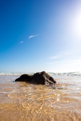 Sandy beach and calm sea in the Canary Islands