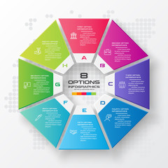 Octagon infographic fot business concept with 8 options,Abstract design element,Vector illustration.