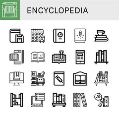 encyclopedia simple icons set