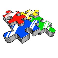 Isometric puzzle game illustration