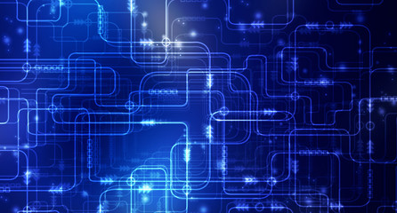 2d illustration Abstract futuristic electronic circuit technology background