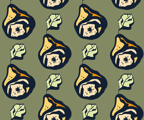 Seamless floral pattern with pear and flowers. Ornamental decorative background. Vector pattern. Print for textile, cloth, wallpaper, scrapbooking