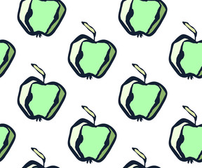 Seamless floral pattern with apple and flowers. Ornamental decorative background. Vector pattern. Print for textile, cloth, wallpaper, scrapbooking