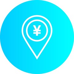 Obraz premium Blue Gradient Circle bank ATM Yen Location to use in web application interface. It can also be used for travel and tourism industry.