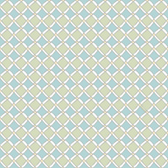 Vector Blue Green Peach Diamonds on White. Background Seamless Repeat Pattern for textiles, cards, manufacturing, wallpapers, print, gift wrap and scrapbooking.