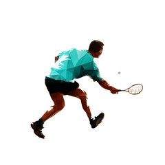 Squash player, isolated vector silhouette. Ink drawing athlete with racket