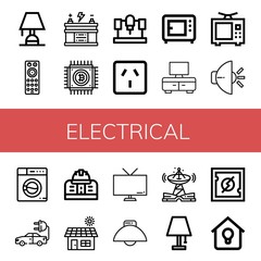 electrical simple icons set