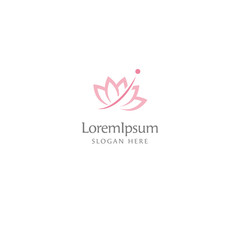 Pink lotus flower logo design template on white