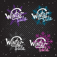 winter sale text and snowflake