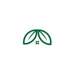 leaf home logo icon vector