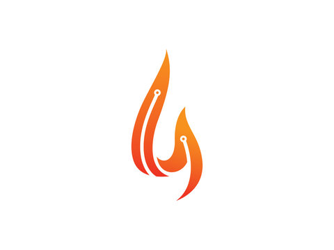 Fire tech logo symbol or icon template