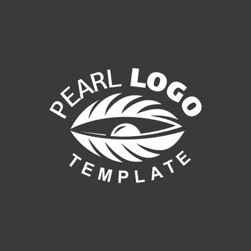 Pearl Logo white color cockle silhouette black background