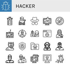 hacker simple icons set