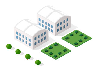Urban industrial isometric 3d architectural flat plan