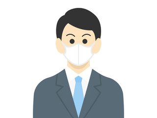 マスクをしたビジネスマンのイラスト