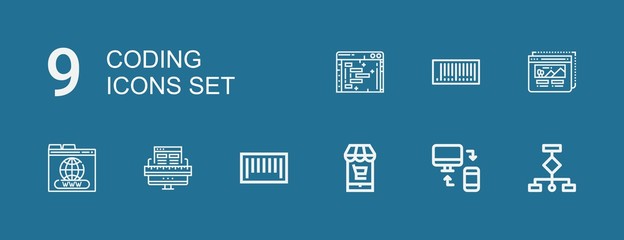Editable 9 coding icons for web and mobile