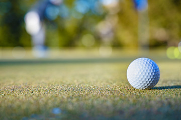 冬の晴れた日のゴルフ場のグリーン