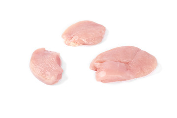 some slices of chicken meat isolated on white background