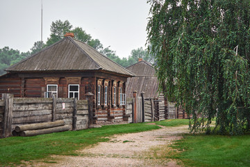Old russian wooden house in a rural village