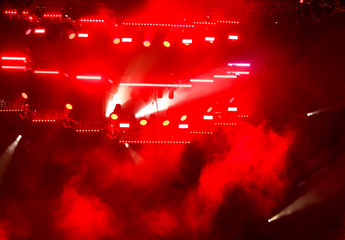 Red light on a rock concert stage as background
