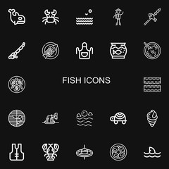 Editable 22 fish icons for web and mobile