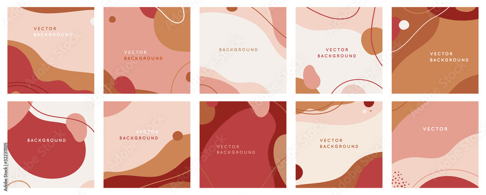 Leinwandbilder Vector set of abstract creative backgrounds in minimal trendy style with copy space for text and minimal wallpaper designs