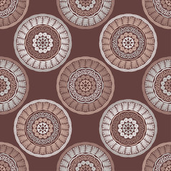 African ornament. Seamless pattern. Tribal motif. Vector illustration for web design or print.