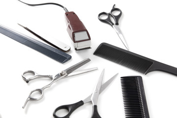 Hair clipper and comb and scissors