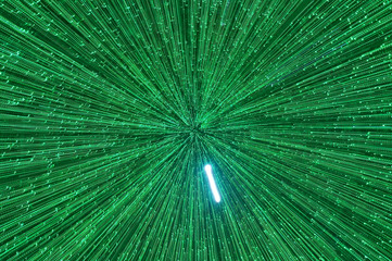 Obraz premium Green lights trail effect. Technological and futuristic concepts