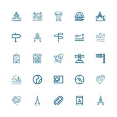 Editable 25 compass icons for web and mobile