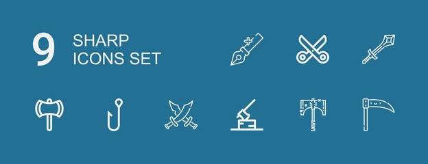 Editable 9 sharp icons for web and mobile