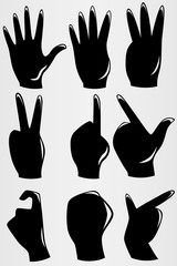 A set of nine different forms of hand histheculation. Set for various purposes.