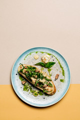 Delicious Bruschetta. Traditional italian cuisine appetizer. Food and menu concept.