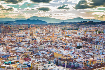 Fototapeta na wymiar Malaga From Gibralfaro Viewpoint - Andalusia,Spain