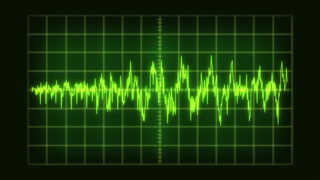Audio Waveform Displayed on a Glowing Retro CRT Oscilloscope