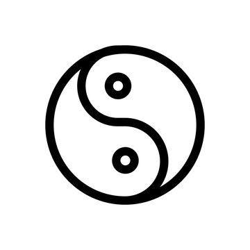 Yin yang icon vector. Thin line sign. Isolated contour symbol illustration