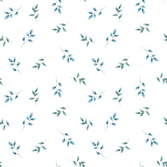 Fototapeta premium Watercolor hand painted seamless floral pattern with leaves