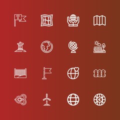 Editable 16 country icons for web and mobile