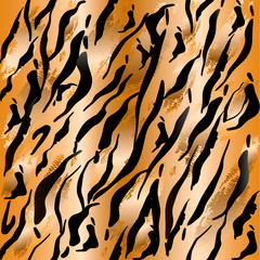 Tiger skin seamless pattern. Vector illustration.