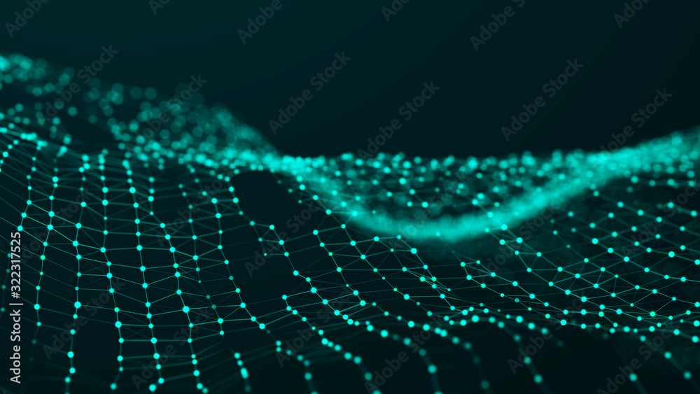 Leinwandbilder Data technology illustration. Abstract background with connecting dots and lines. 3d rendering.