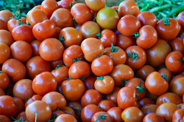 Vegetables and fruits at the markets including tomatos
