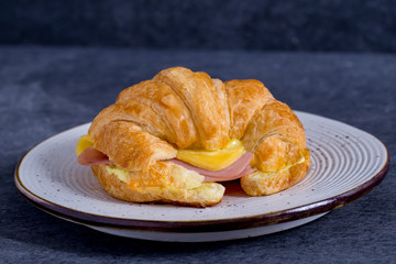 fresh croissant ham sandwich