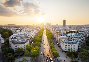 Paris view from Arc de Trimphe, France - obrazy, fototapety, plakaty