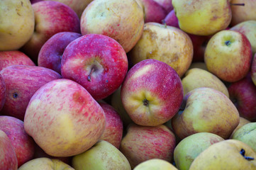 Vegetables and fruits at the markets including apples
